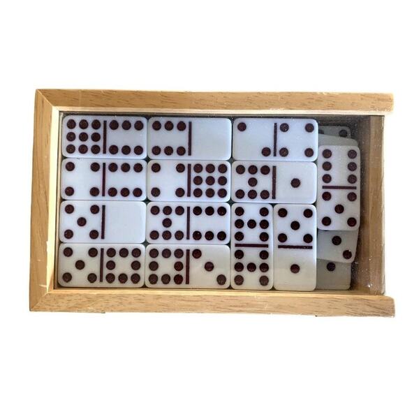 Cardinal Woodfield Double Nine Professional Marblesized Dominoes Set in Wood Box - Picture 1 of 4
